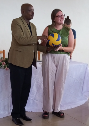 Principal Receiving Gift from VIVES University interns